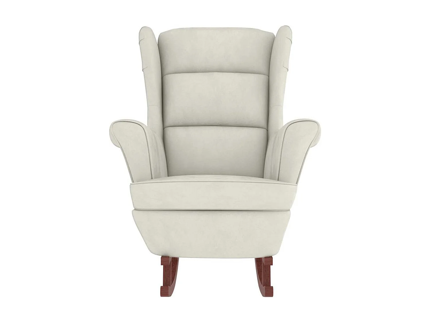 Fauteuil à bascule à oreilles en velours crème bois massif