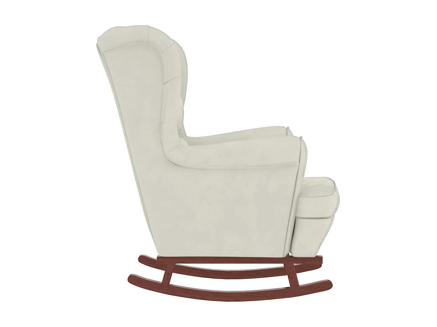 Fauteuil à bascule à oreilles en velours crème bois massif