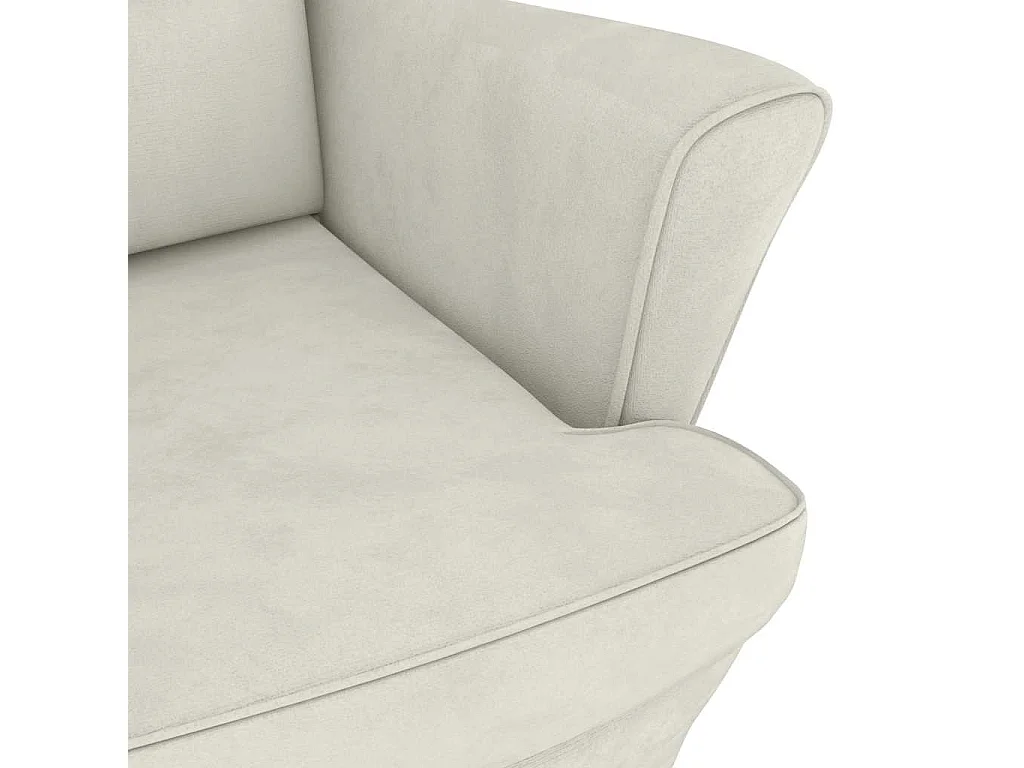 Fauteuil à bascule à oreilles en velours crème bois massif