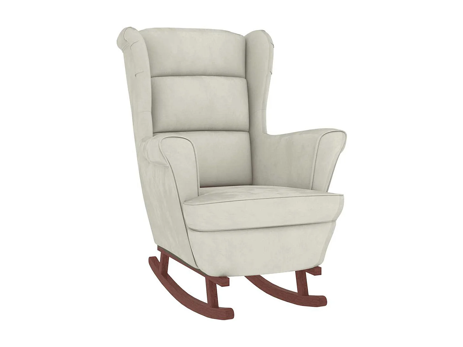 Sedia a dondolo con schienale alto in velluto crema