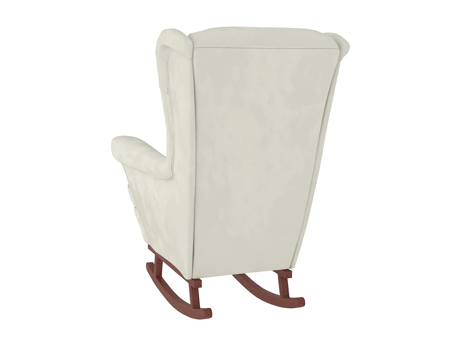 Schommelstoel met oorleuning crèmekleurig fluweel massief hout