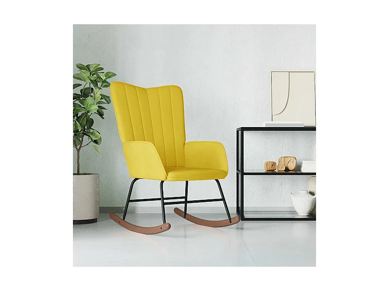 Schaukelstuhl Samt Senfgelb