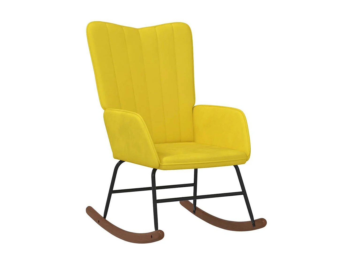 Schommelstoel fluweel mosterdgeel