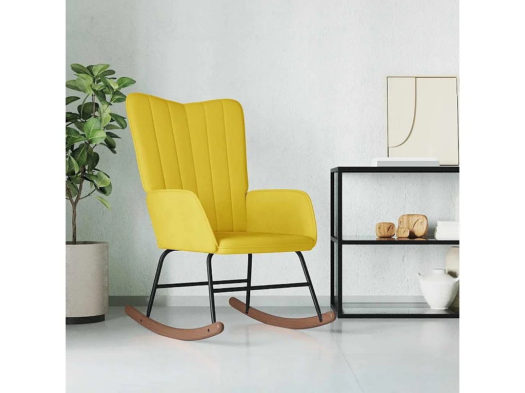 Chaise à bascule Jaune moutarde Velours