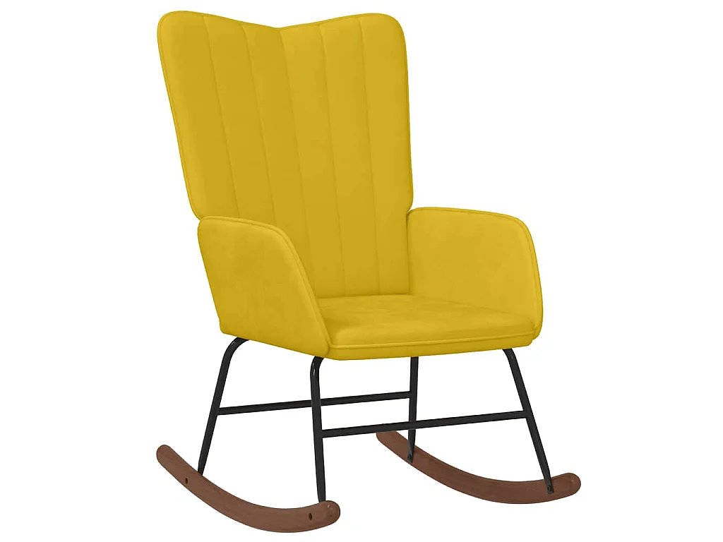 Cadeira de baloiço veludo amarelo mostarda