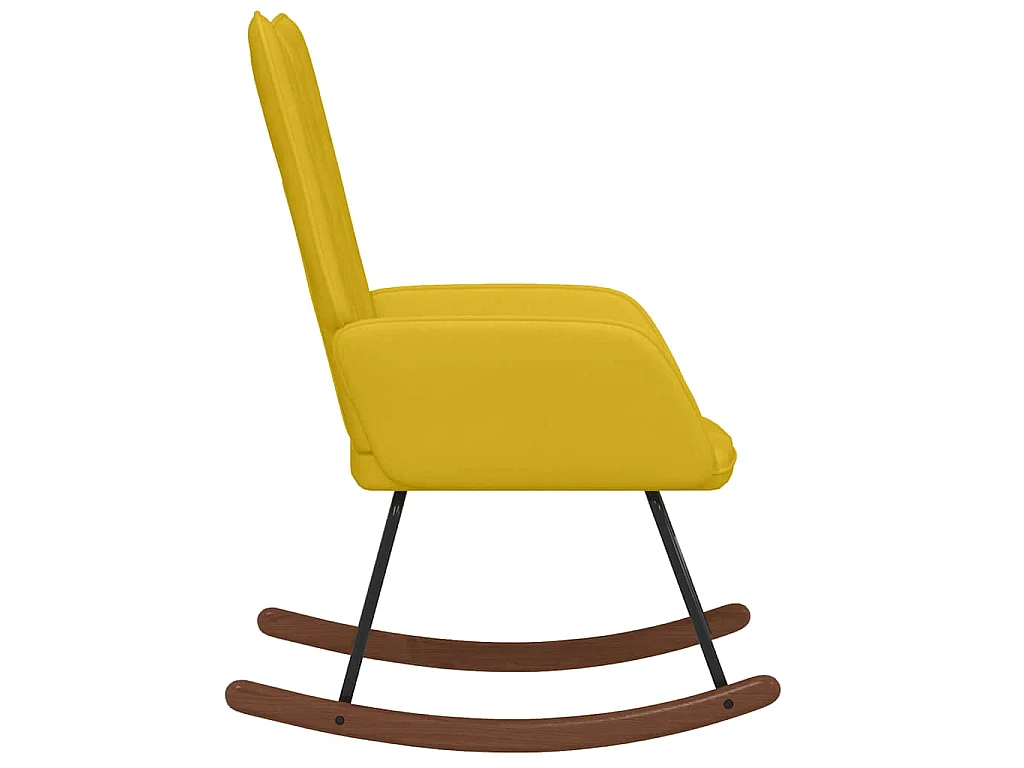 Cadeira de baloiço veludo amarelo mostarda