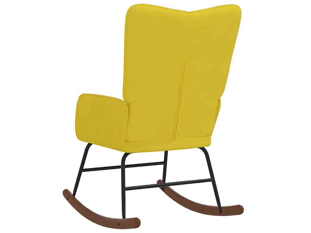 Cadeira de baloiço veludo amarelo mostarda