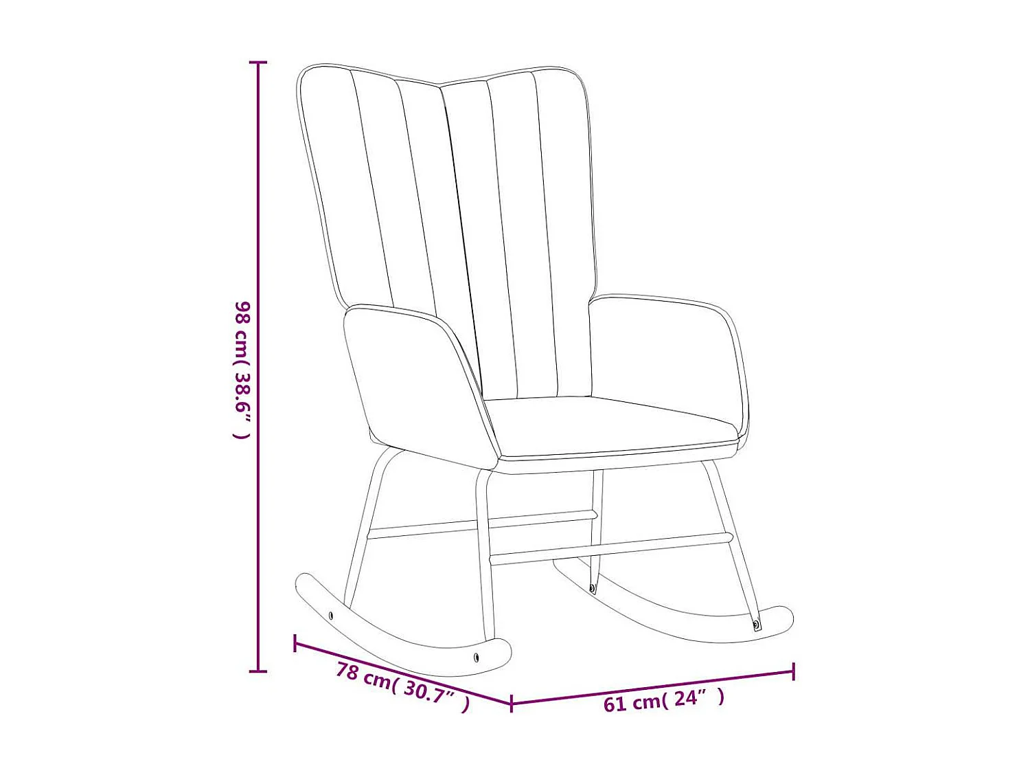 Schaukelstuhl Dunkelgrau Samt