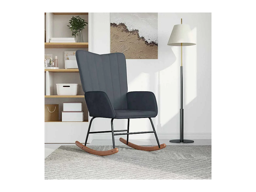 Chaise à bascule Gris foncé Velours