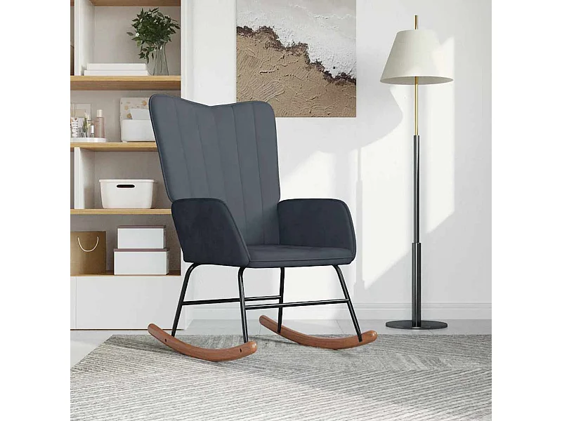 Chaise à bascule Gris foncé Velours