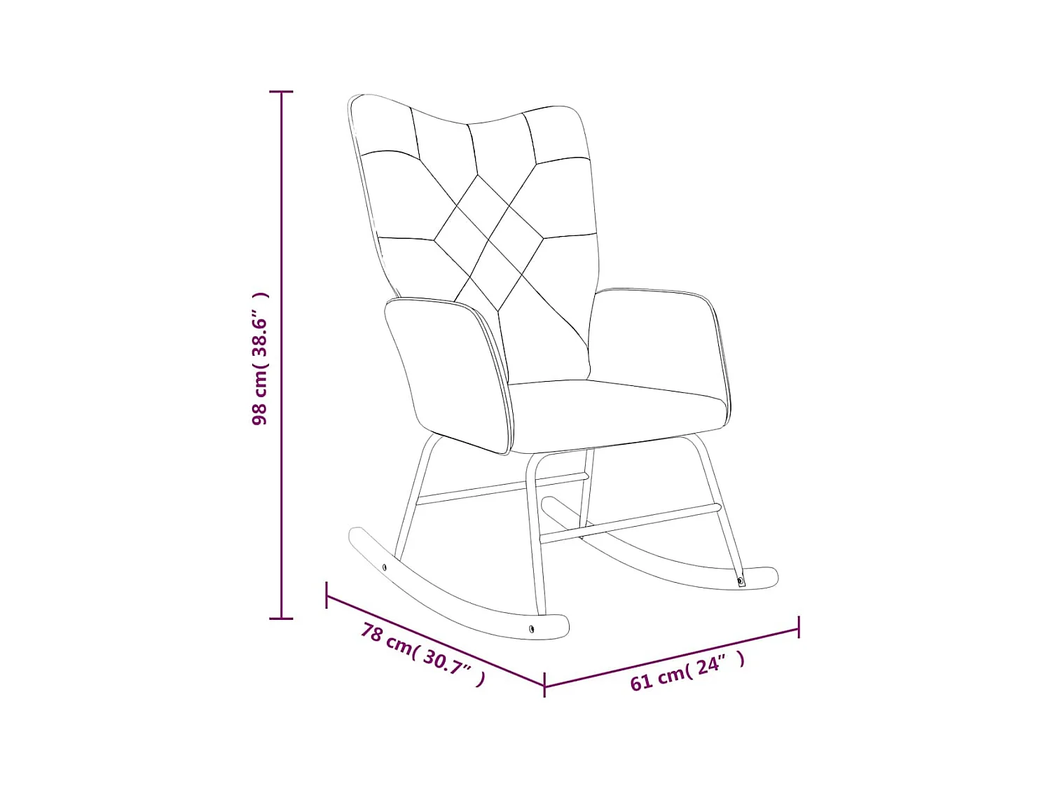 Silla mecedora de tela patchwork