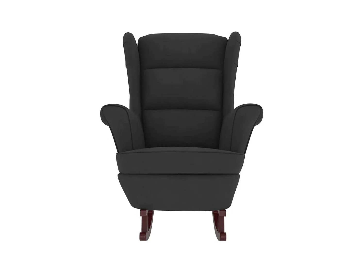 Fauteuil à bascule à oreilles en velours noir bois massif