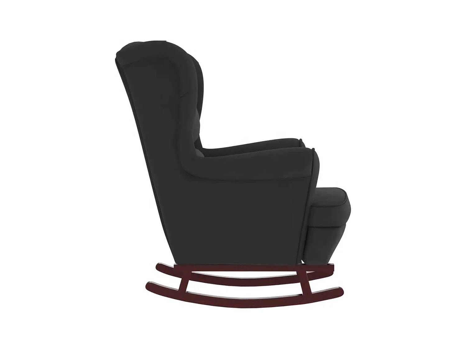 Fauteuil à bascule à oreilles en velours noir bois massif