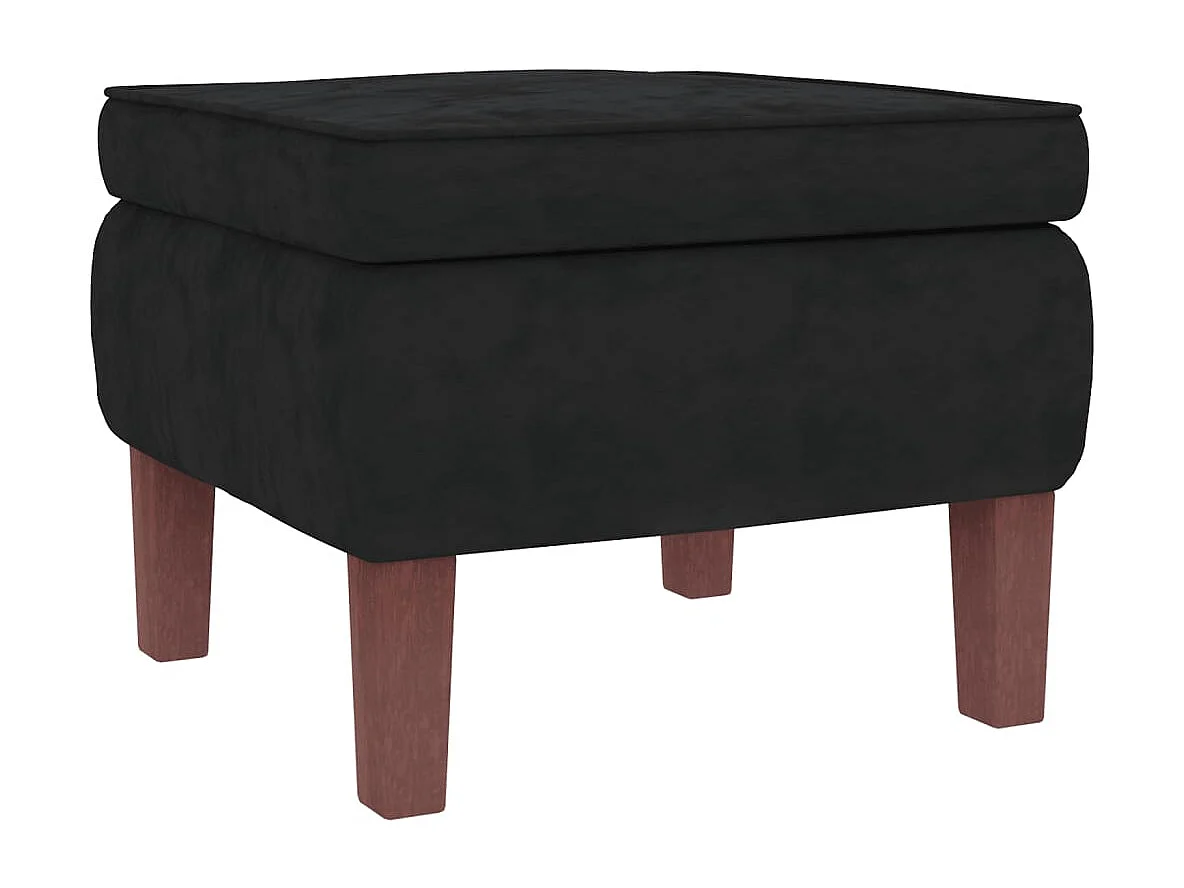 Fauteuil à bascule à oreilles en velours noir bois massif