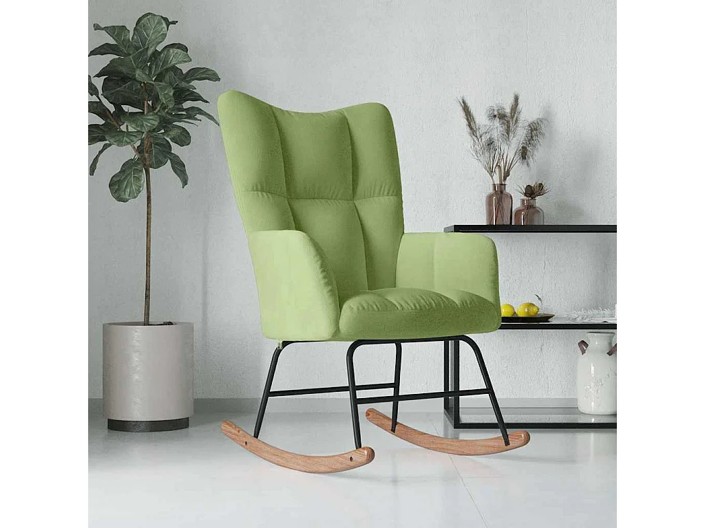 Chaise à bascule Vert clair Velours