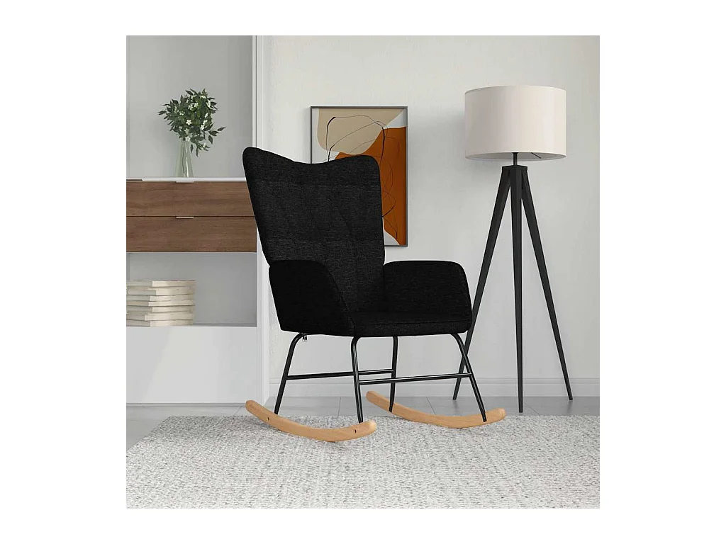 Chaise à bascule Noir Tissu