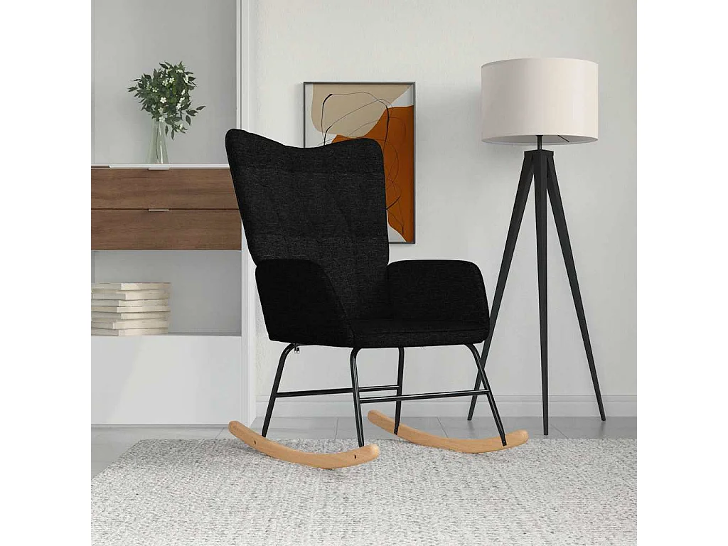 Chaise à bascule Noir Tissu