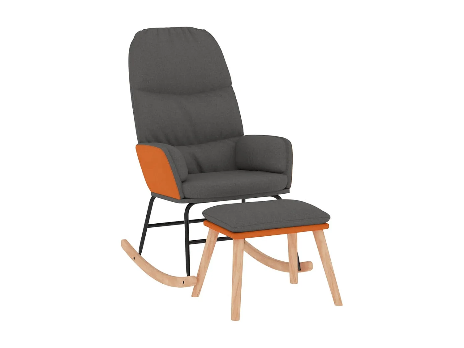 Chaise à bascule avec repose-pied Gris foncé Tissu