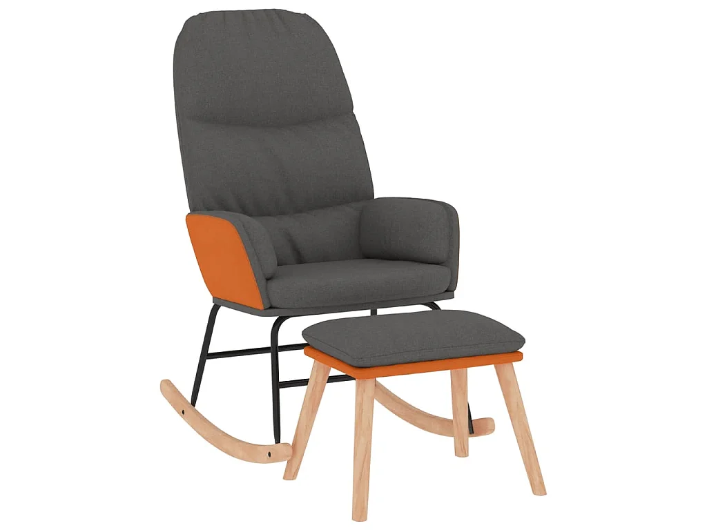 Chaise à bascule avec repose-pied Gris foncé Tissu