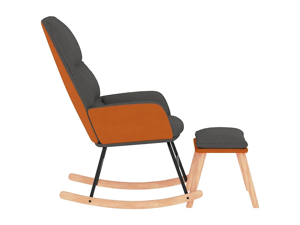 Chaise à bascule avec repose-pied Gris foncé Tissu