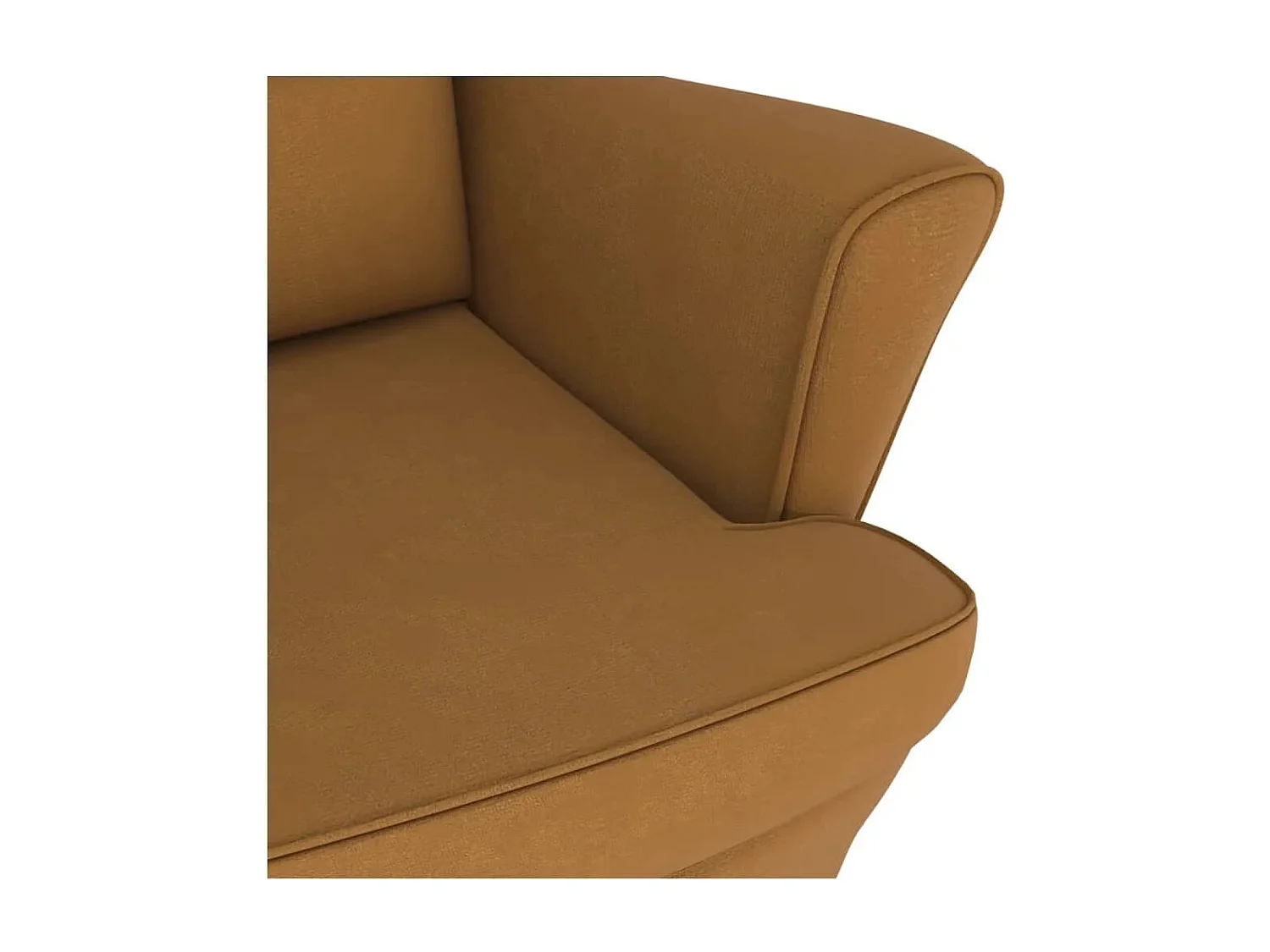 Fauteuil à bascule à oreilles en velours marron bois massif