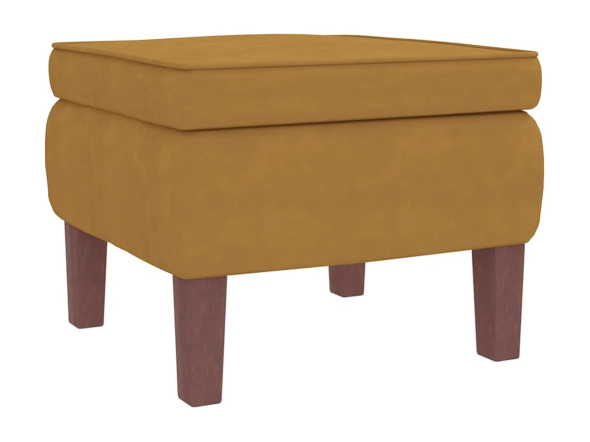 Fauteuil à bascule à oreilles en velours marron bois massif