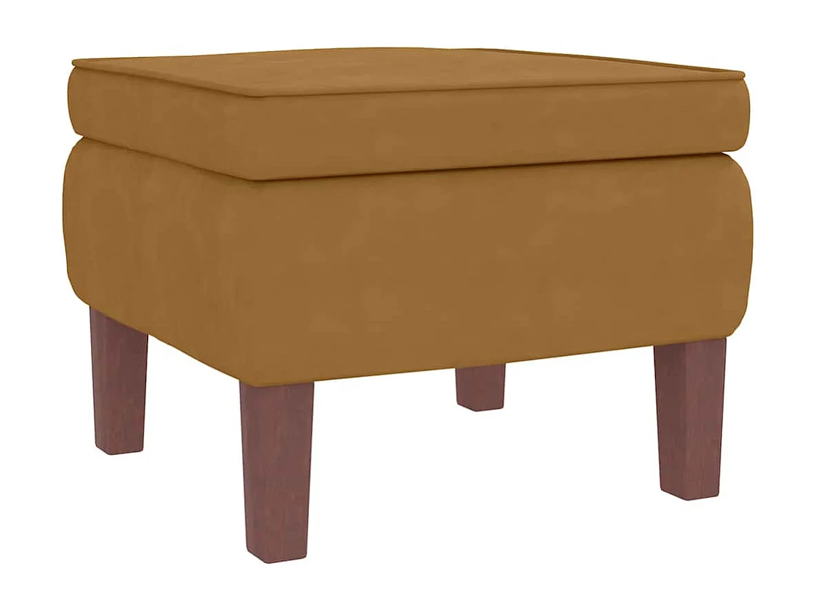 Fauteuil à bascule à oreilles en velours marron bois massif