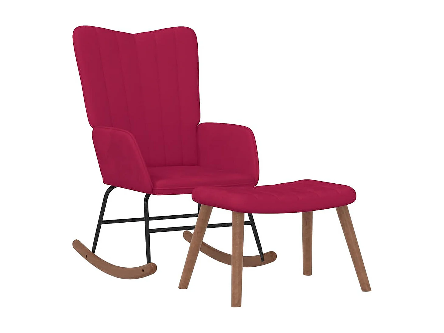 Chaise à bascule avec repose-pied Rouge bordeaux Velours