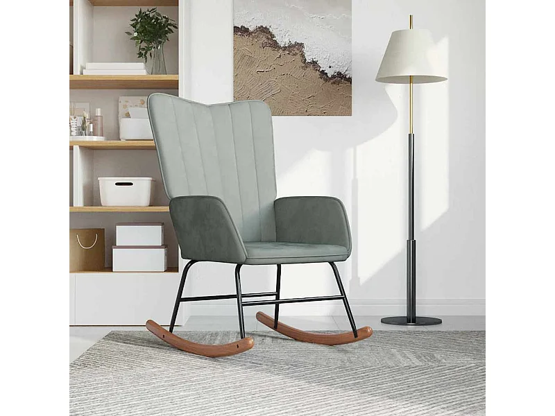 Chaise à bascule Gris clair Velours