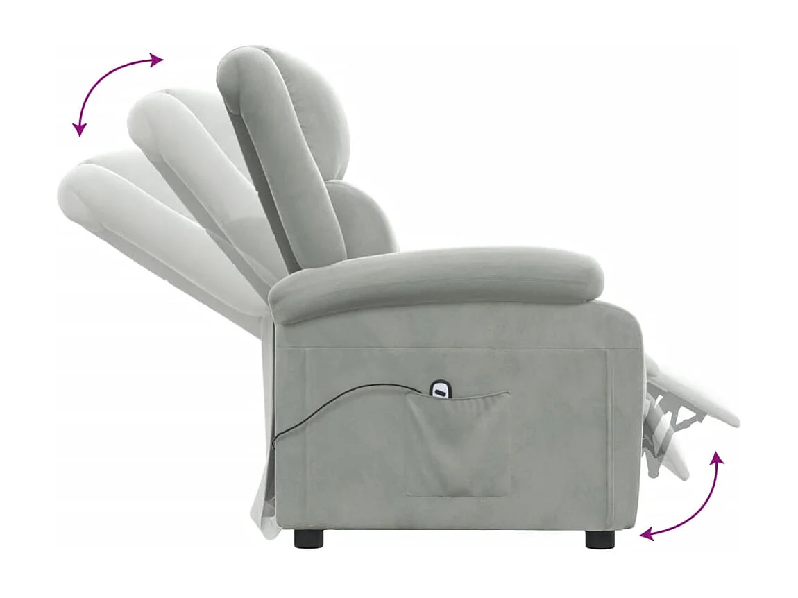 Fauteuil inclinable électrique gris clair velours
