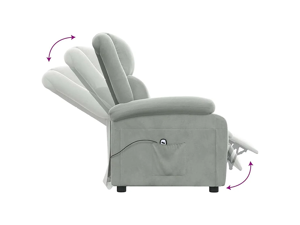 Fauteuil inclinable électrique gris clair velours