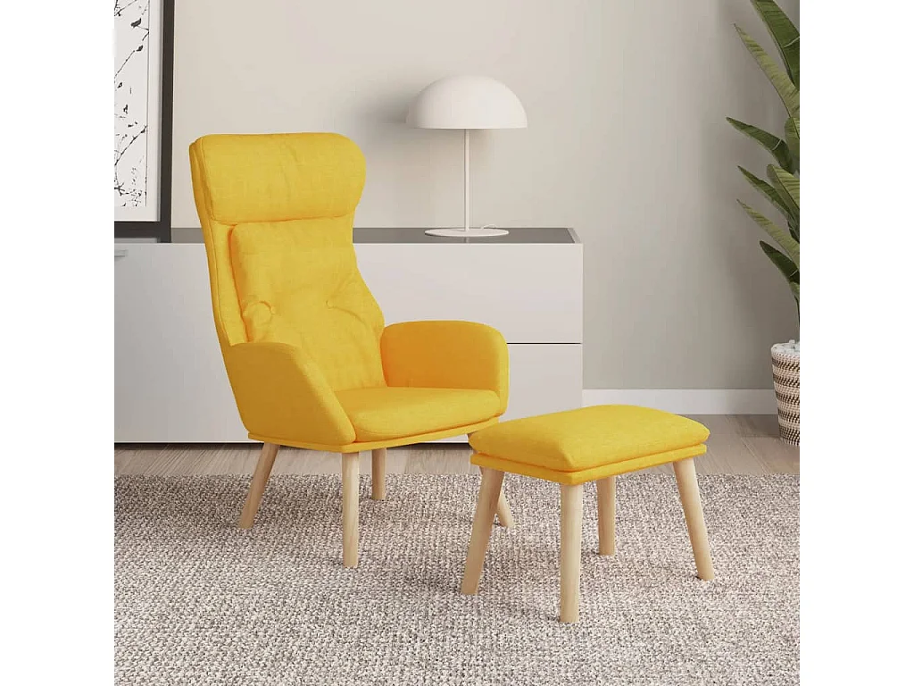 Chaise de relaxation avec repose-pied Jaune moutarde Tissu