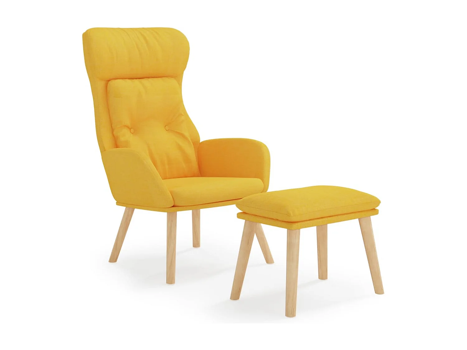 Chaise de relaxation avec repose-pied Jaune moutarde Tissu
