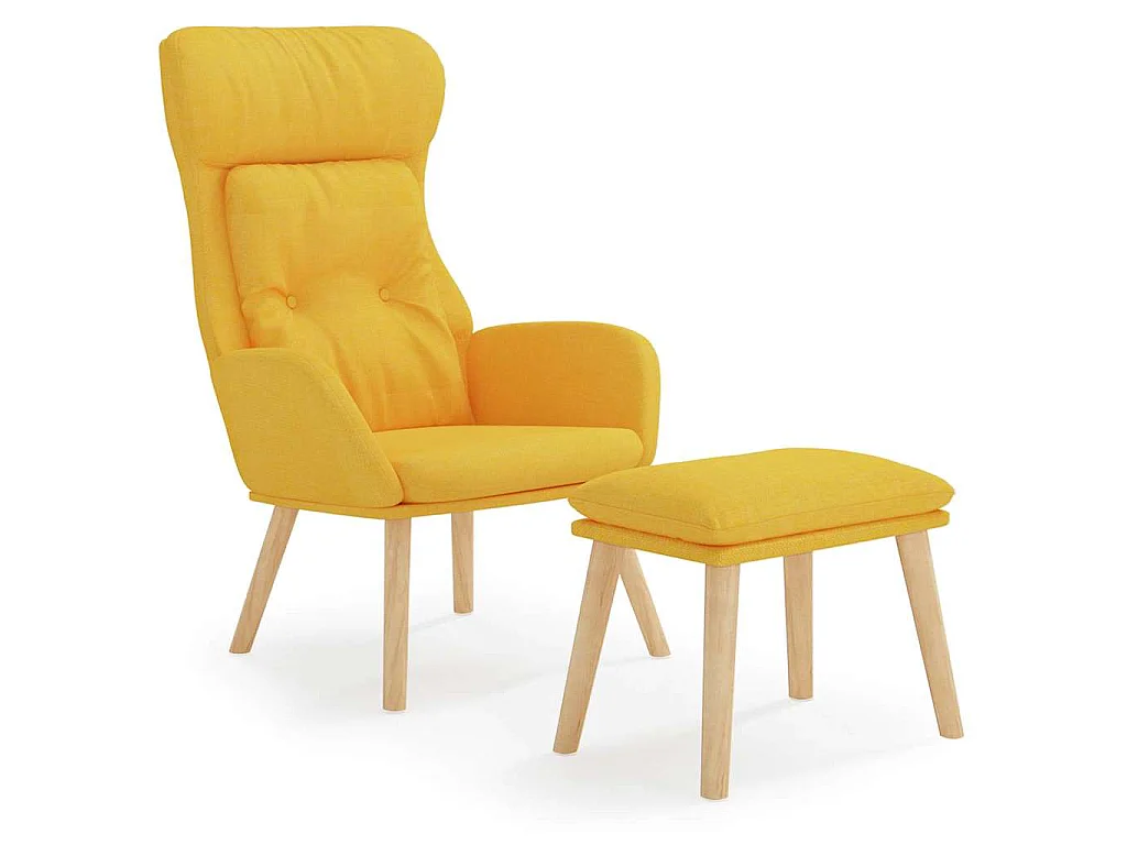 Chaise de relaxation avec repose-pied Jaune moutarde Tissu