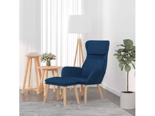 Kauf Unique Relaxsessel mit Hocker Blau Samt