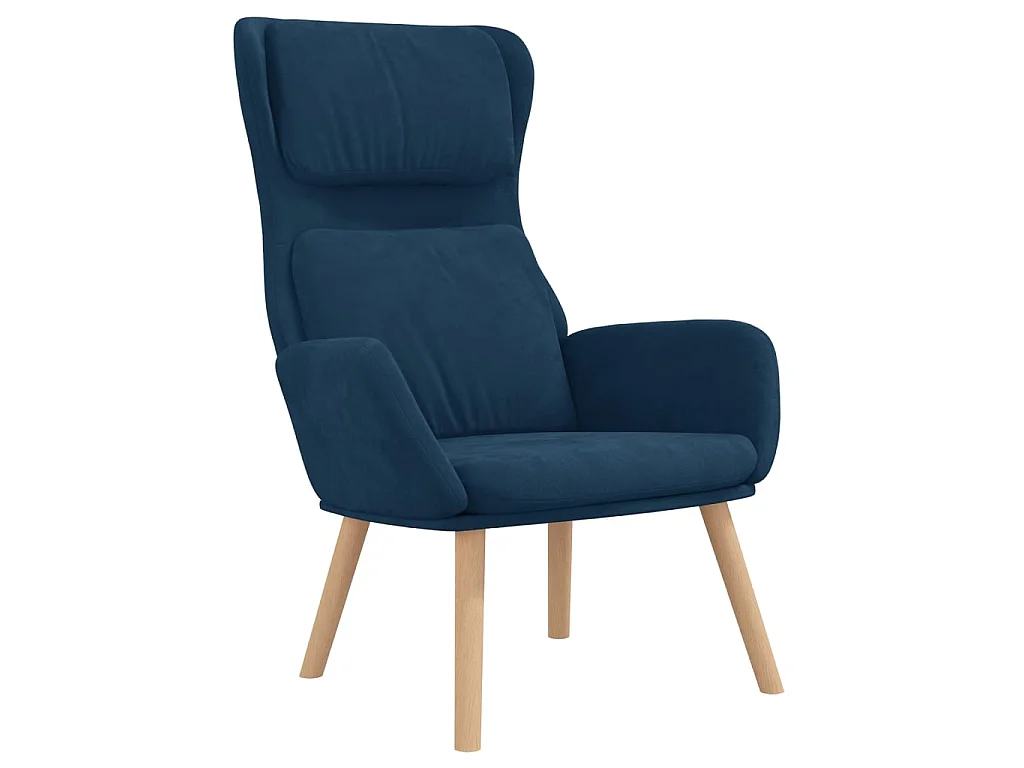 Chaise de relaxation avec tabouret Bleu Velours