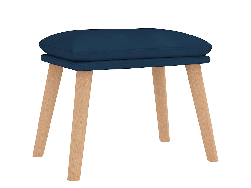 Chaise de relaxation avec tabouret Bleu Velours