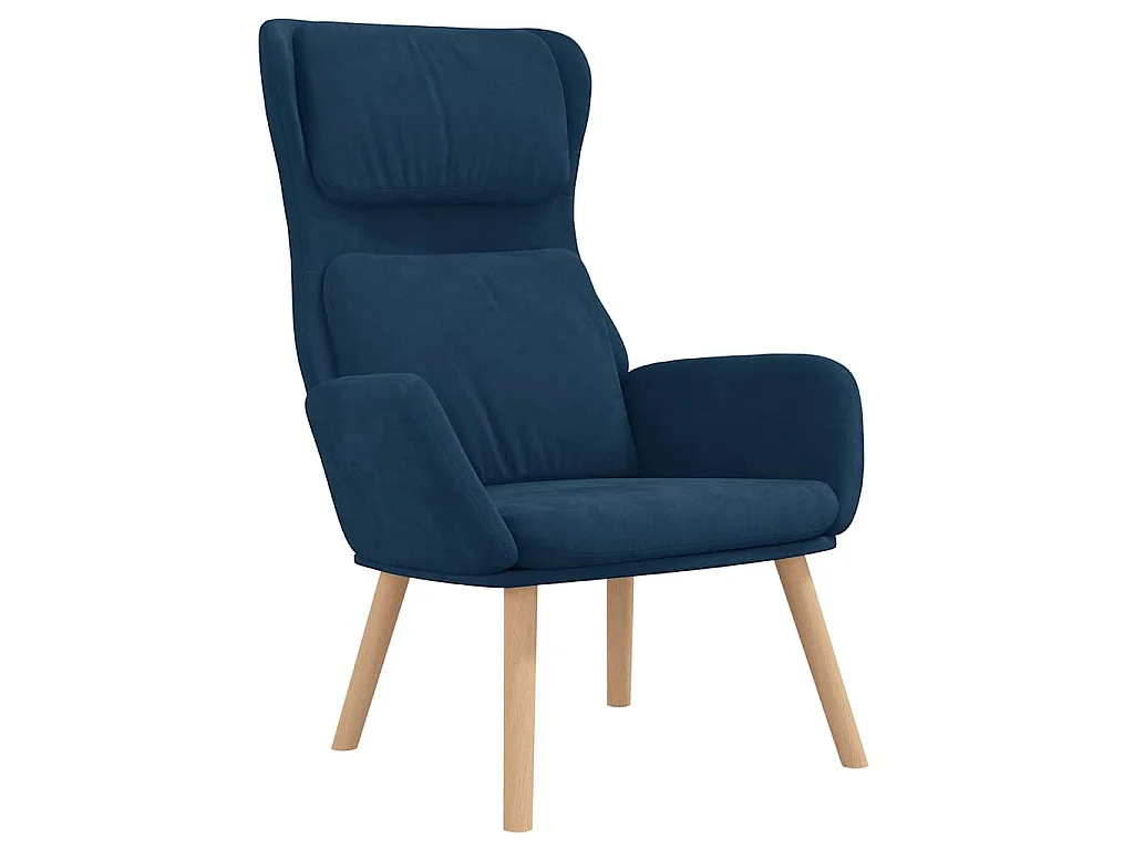 Chaise de relaxation avec tabouret Bleu Velours