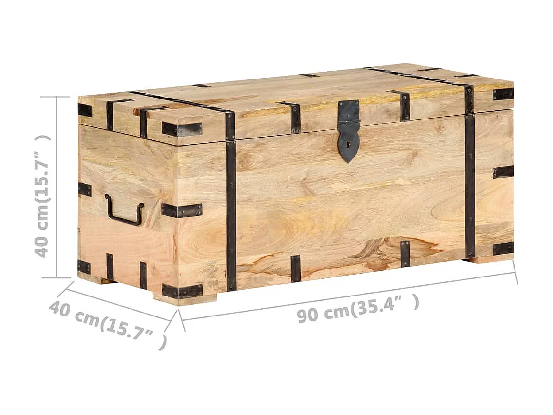 Baúl madera maciza de mango 90x40x40 cm
