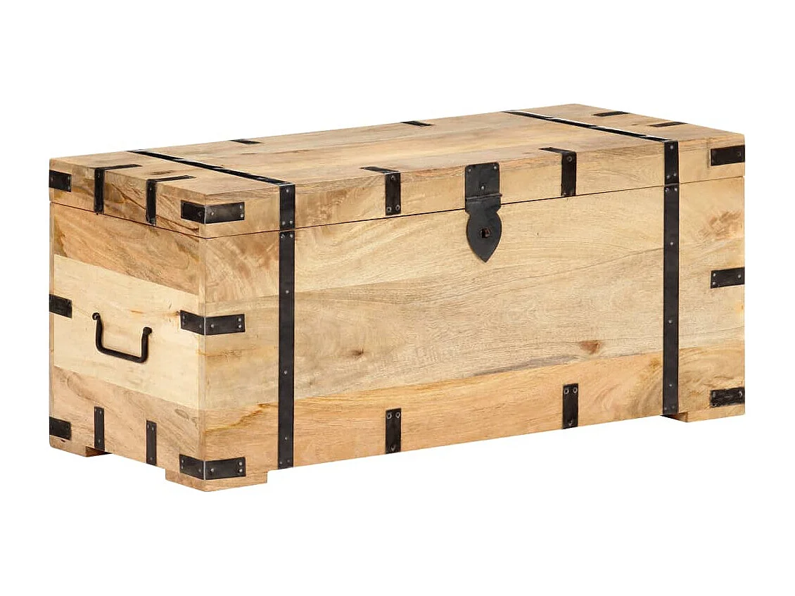Baúl madera maciza de mango 90x40x40 cm