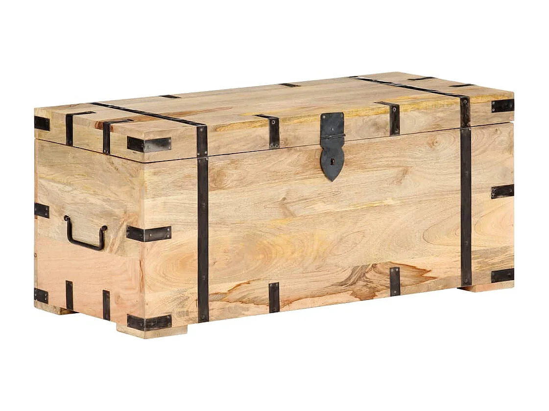 Baúl madera maciza de mango 90x40x40 cm
