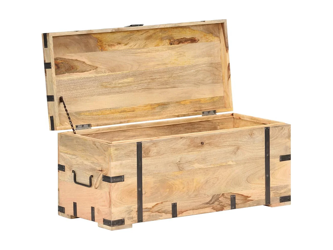 Baúl madera maciza de mango 90x40x40 cm