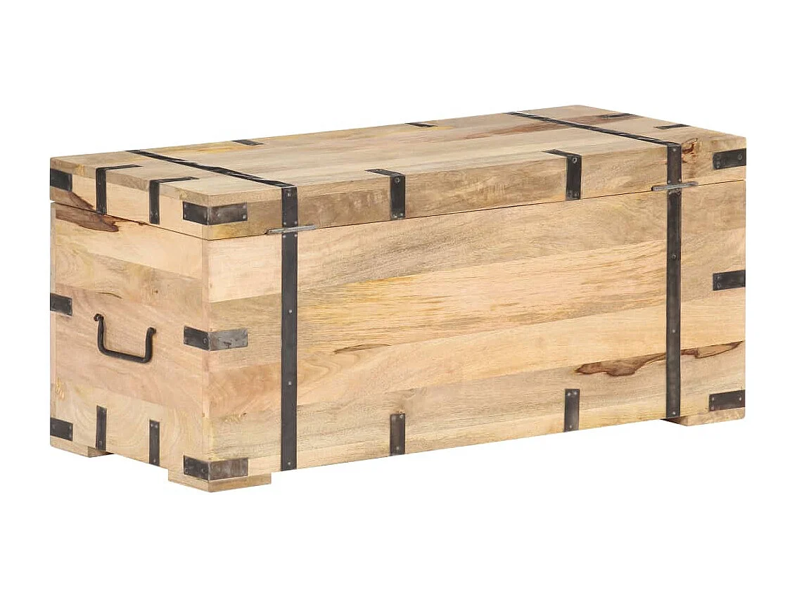 Baúl madera maciza de mango 90x40x40 cm