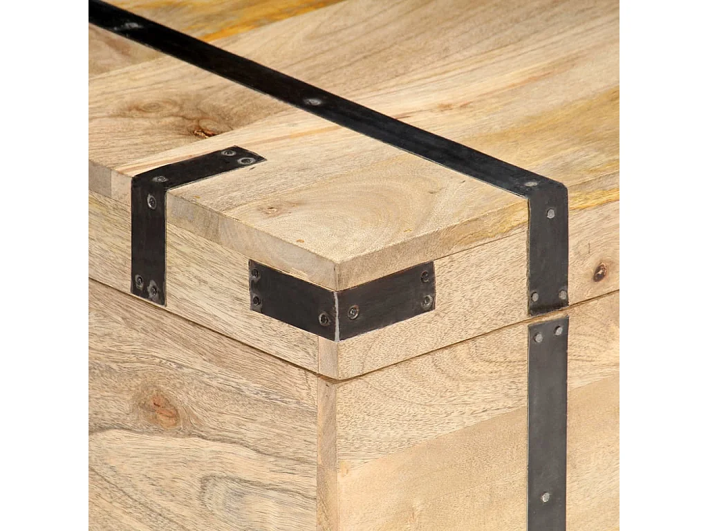 Baúl madera maciza de mango 90x40x40 cm