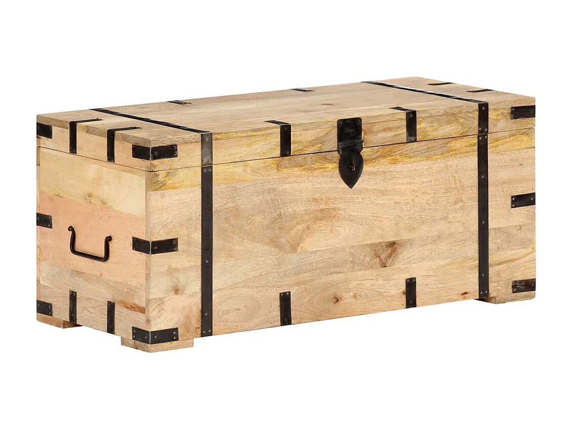 Baúl madera maciza de mango 90x40x40 cm