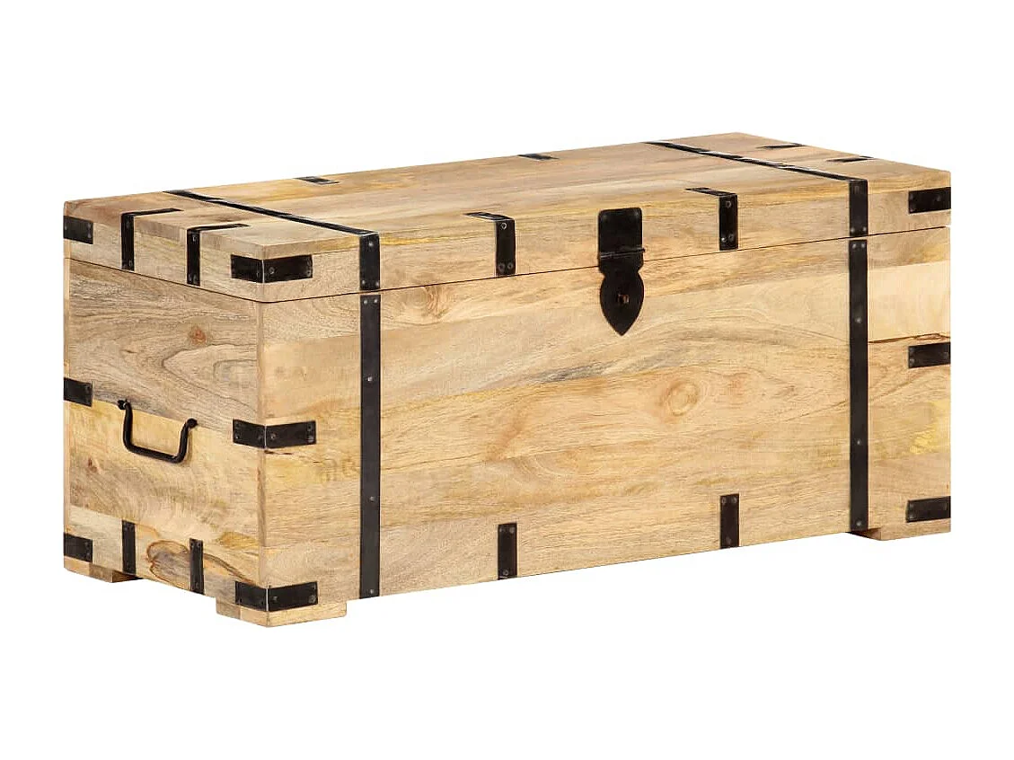 Baúl madera maciza de mango 90x40x40 cm
