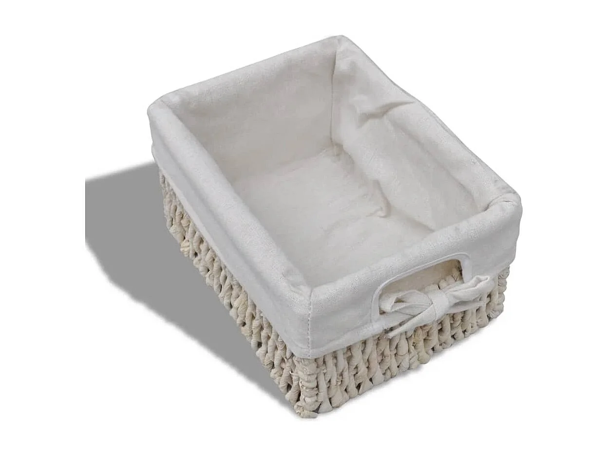 Étagère de rangement en bois 4 paniers en tissage Blanc