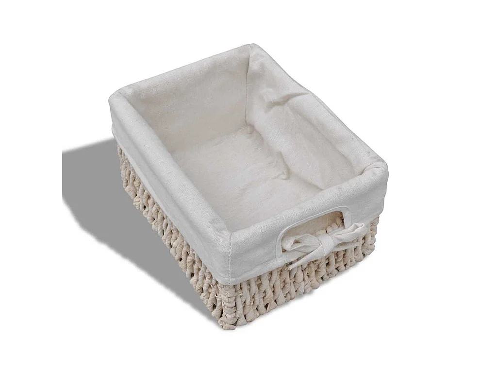 Étagère de rangement en bois 4 paniers en tissage Blanc