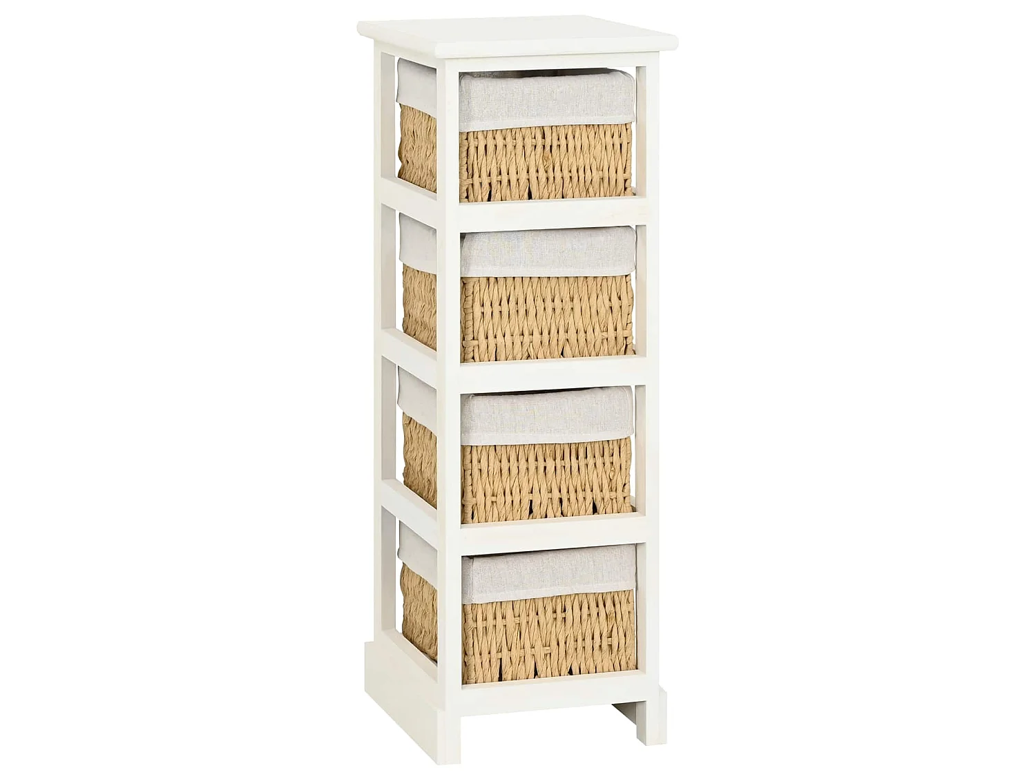 Korbregal Holz mit 4 Körben Weiß