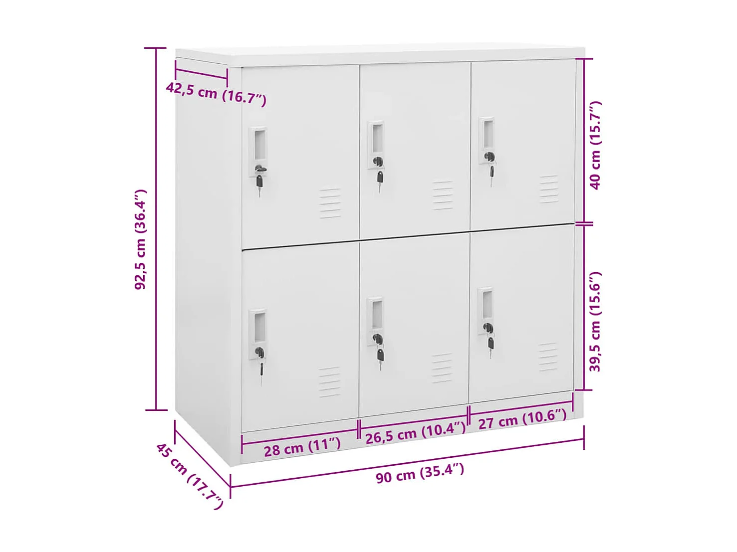 Armoire à casiers Gris clair 90x45x92,5 cm Acier